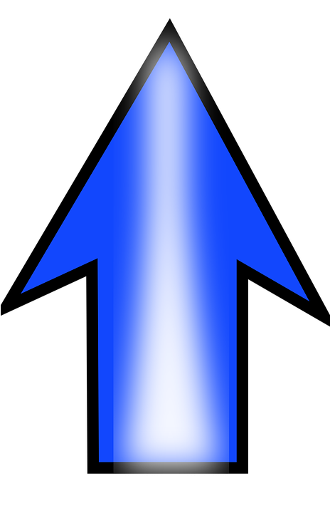 Arrow Up Blue Pointing Direction Symbol Sign - Blue Arrow Pointing Up Clipart (463x720), Png Download