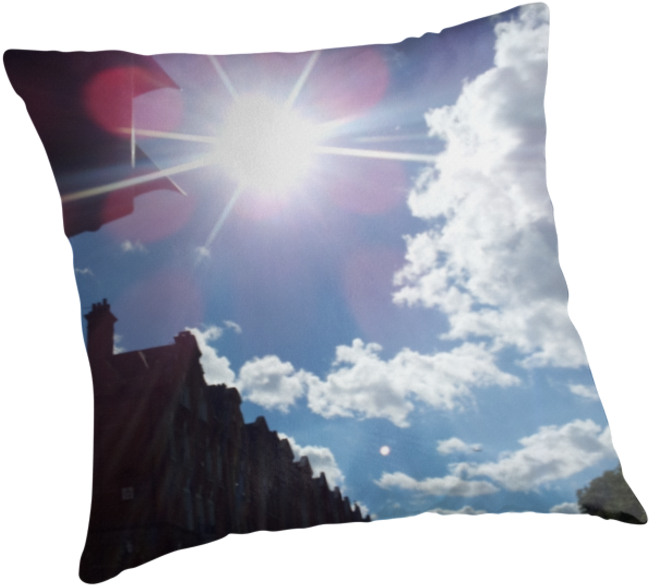 Sunny Skies By Melaniefalvey Cushion - Cushion Clipart (649x585), Png Download