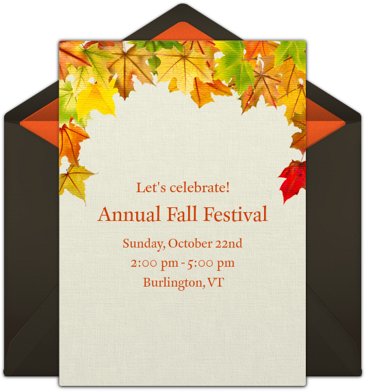 Fallen Leaves Online Invitation - Party Clipart (650x650), Png Download