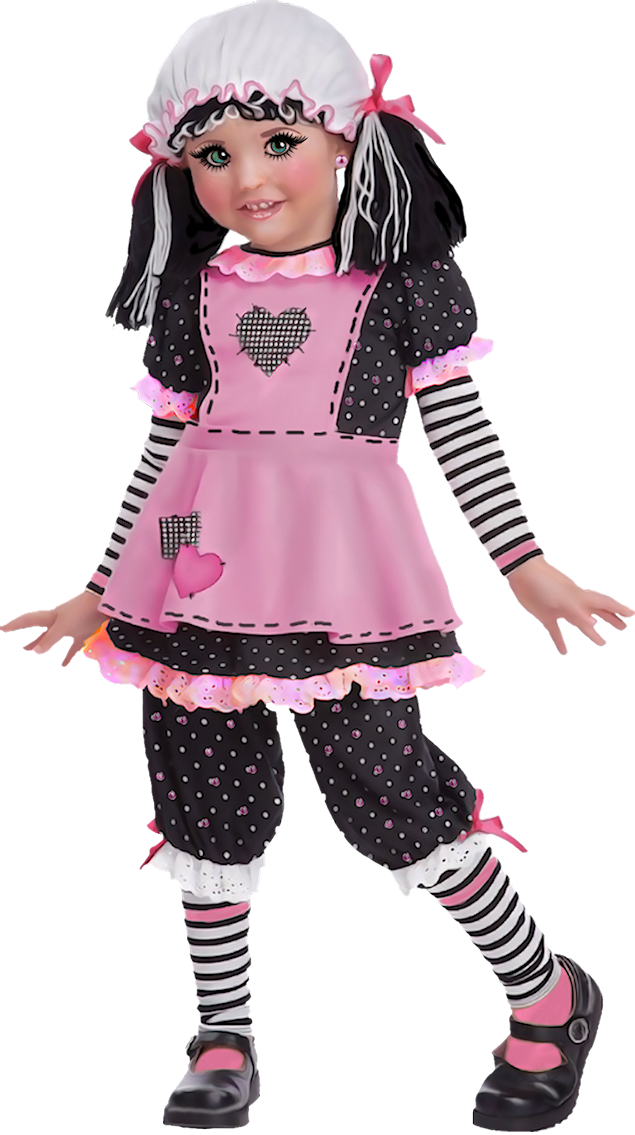 Muñeca De Trapo Disfraz Rosa Clipart (635x1135), Png Download