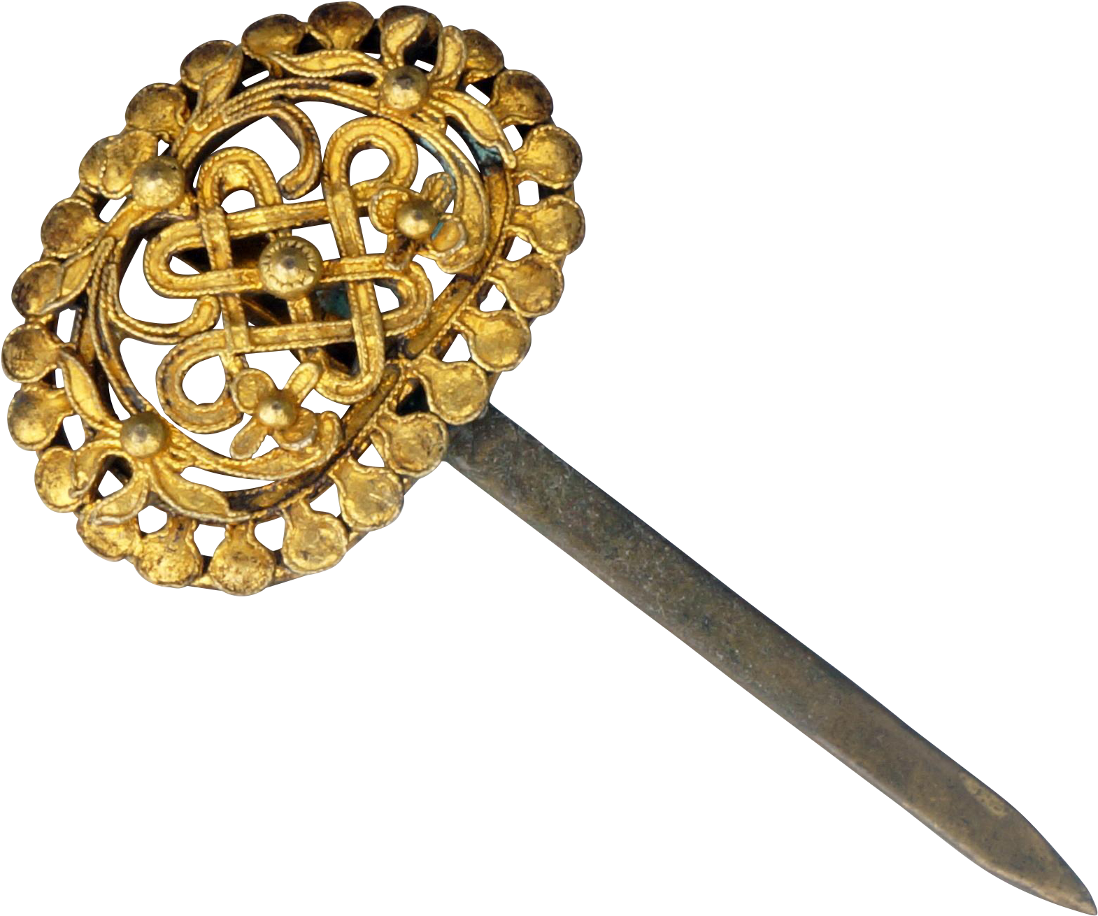 Antique Chinese Gilt Metal Hair Pin Buddhist Endless - Épée Clipart (1569x1569), Png Download