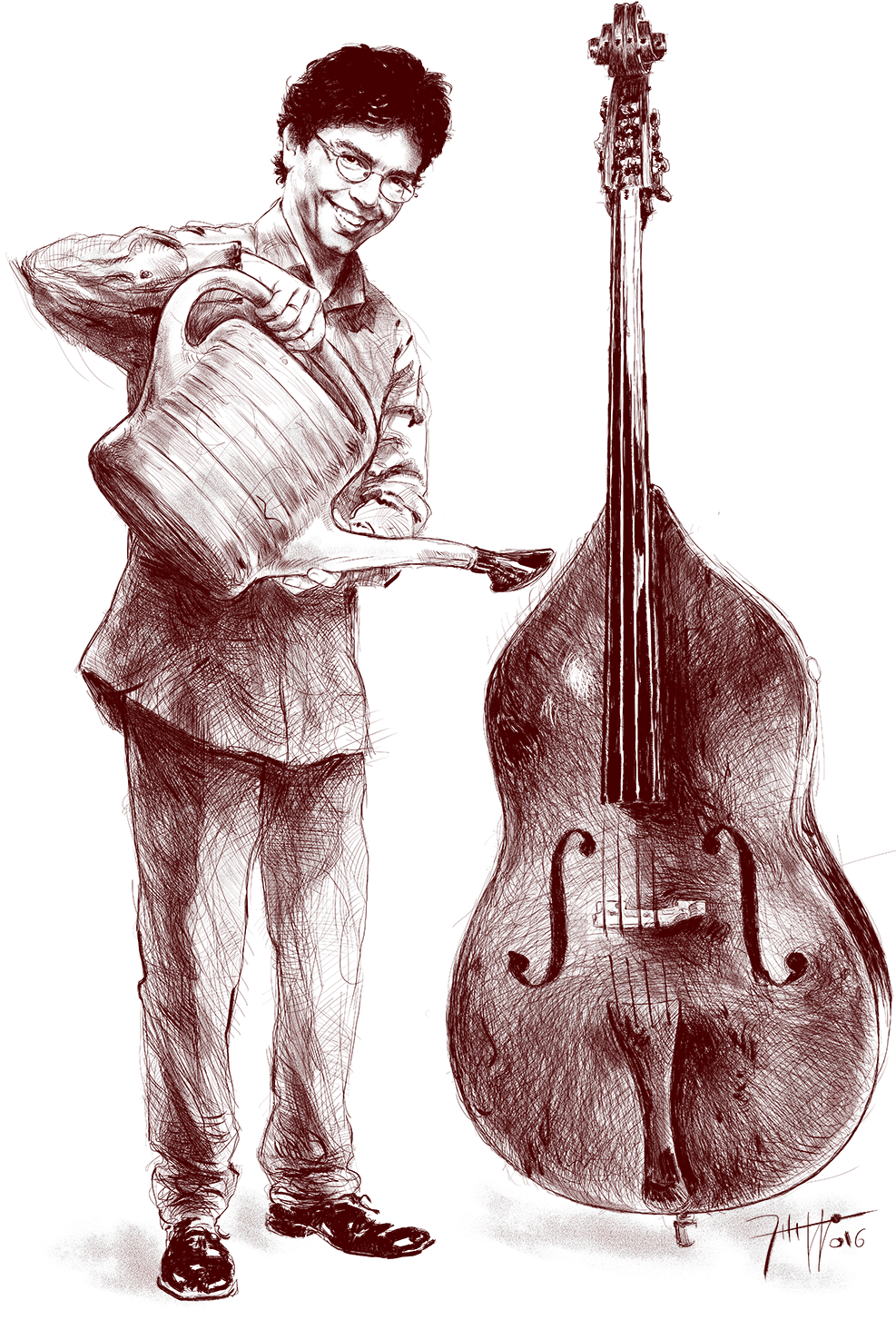Double Bass Clipart (1000x1461), Png Download