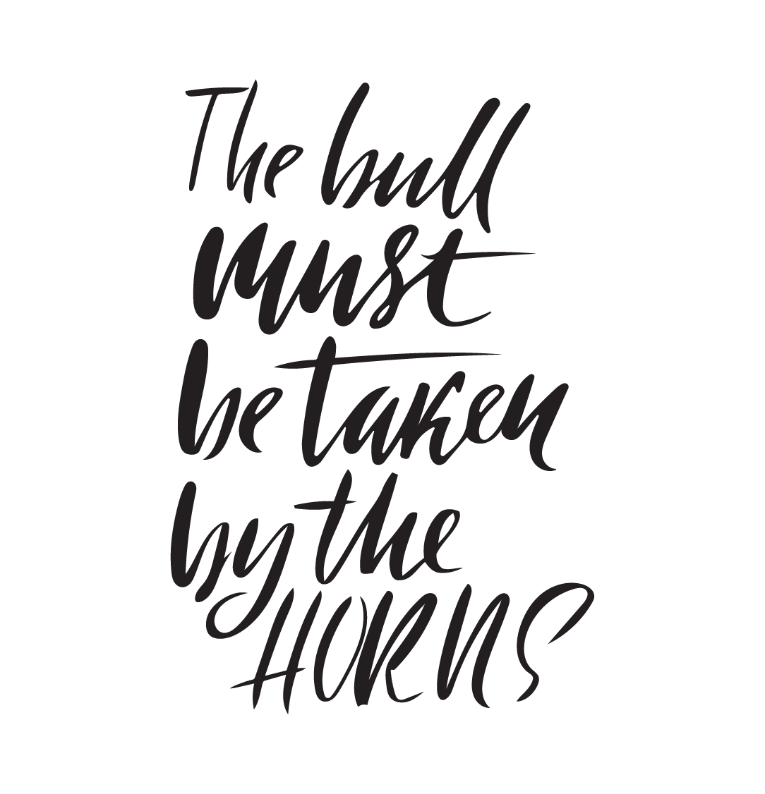 The Bull Must Be Taken By The Horns Decal - Calligraphy Clipart (1084x1126), Png Download