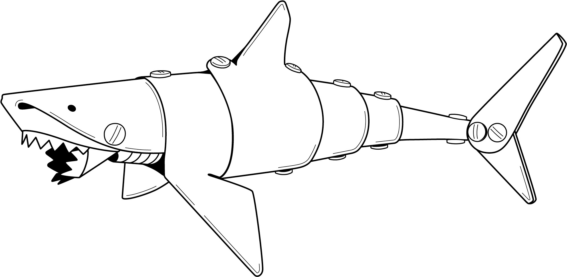 Shark & Diver - Shark Clipart (1990x976), Png Download