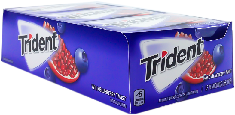 Trident Sugarfree Gum Wild Blueberry Twist 14 Stick - Pomegranate Clipart (800x600), Png Download