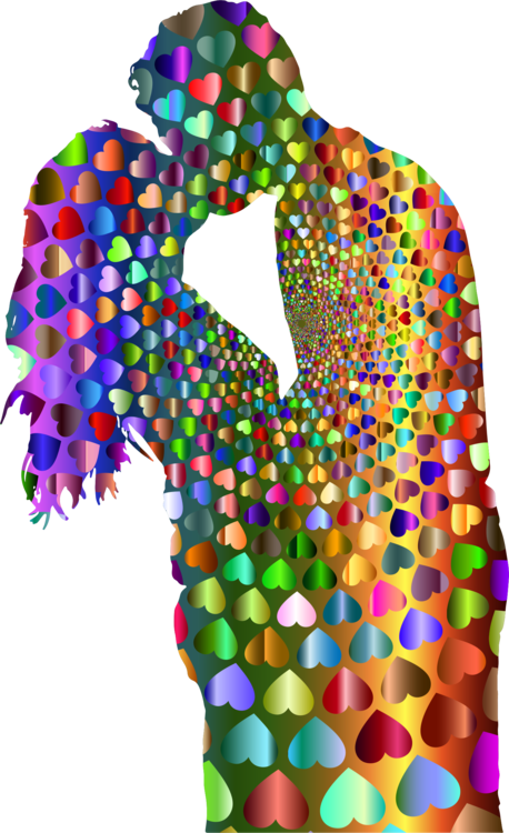 Kiss Love Romance Friendship Couple - Scarf Clipart (458x750), Png Download