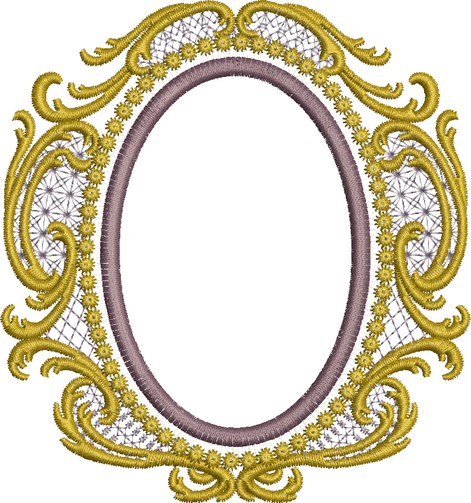 Gold Oval Frame Png - Embroidery Gold Frame Clipart (673x719), Png Download