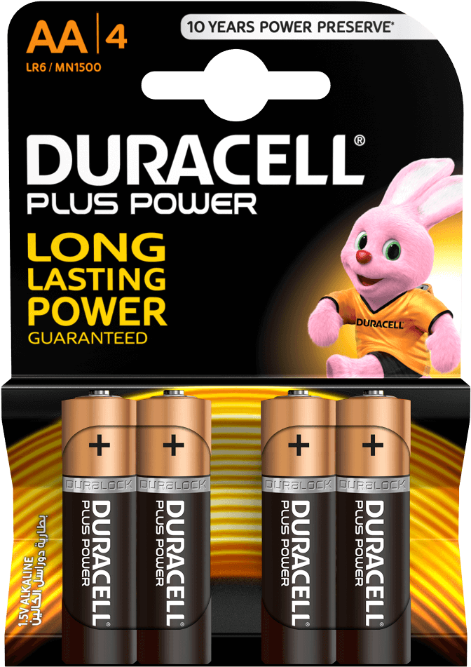 Plus Power Aa Batteries - Duracell Lr6 Clipart (1000x1000), Png Download