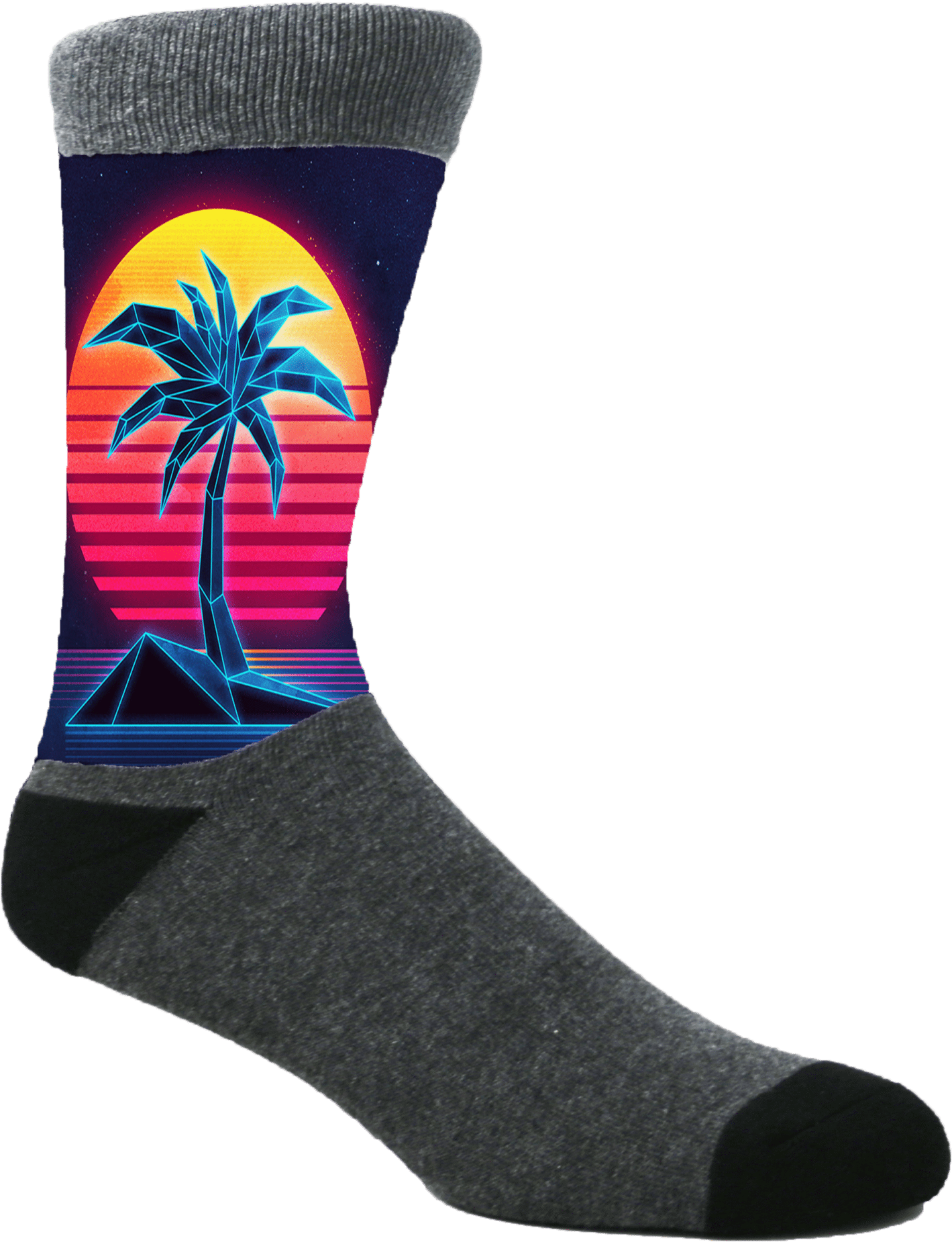 80's Neon Palmtrees - Sock Clipart (2048x2048), Png Download