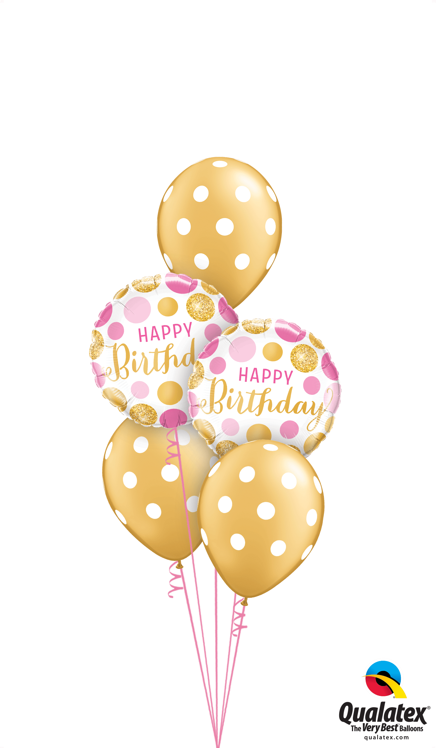Get Gold & Pink Polka Dots Helium Balloons Delivered - Qualatex Fathers Day Balloons Clipart (1400x2400), Png Download
