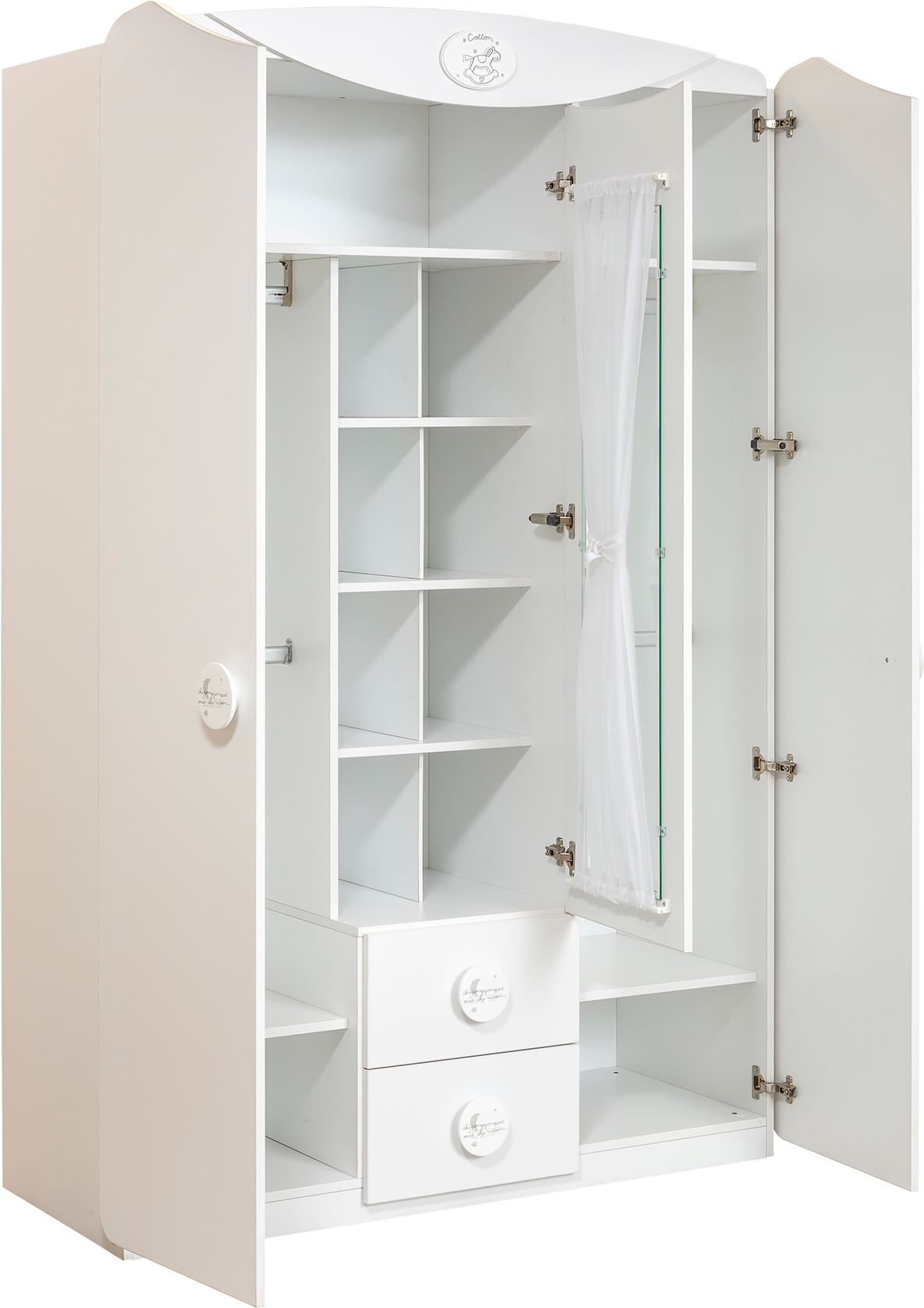 Baby Cotton 3 Doors Wardrobe With Window - Cupboard Clipart (2120x1908), Png Download