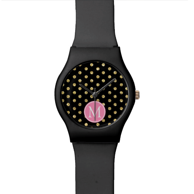 Elegant Black And Gold Polka Dots Wristwatches - Polka Dot Clipart (650x650), Png Download