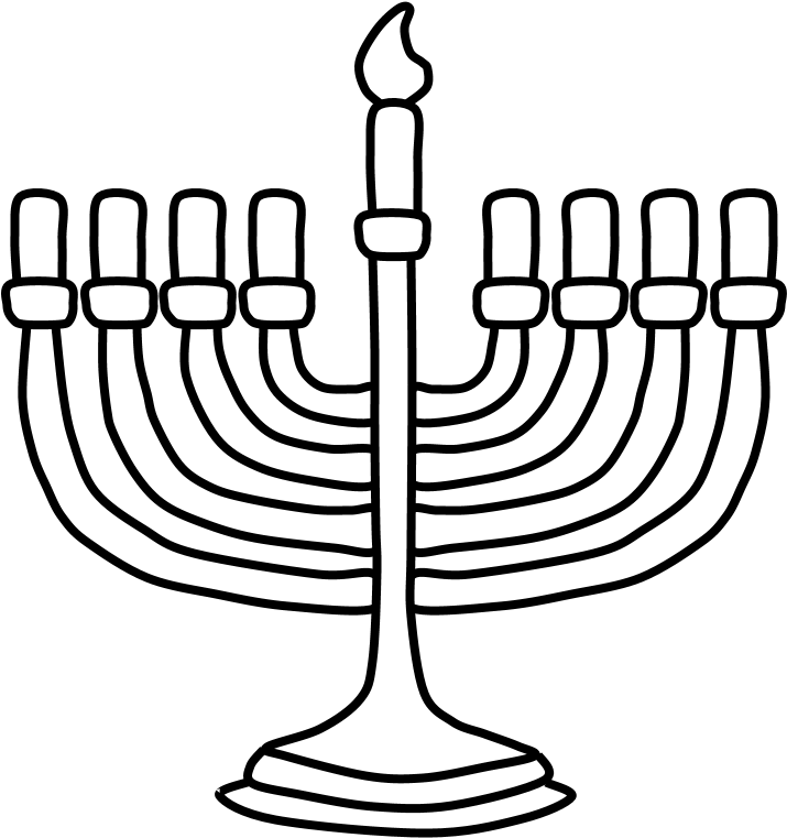 Menorah, Hanukkah, Black And White, Shamash Candle - Menorah Clipart (816x1056), Png Download