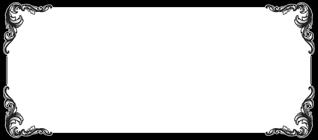 Ornate Black Picture Frame Png - Monochrome Clipart (1110x491), Png Download