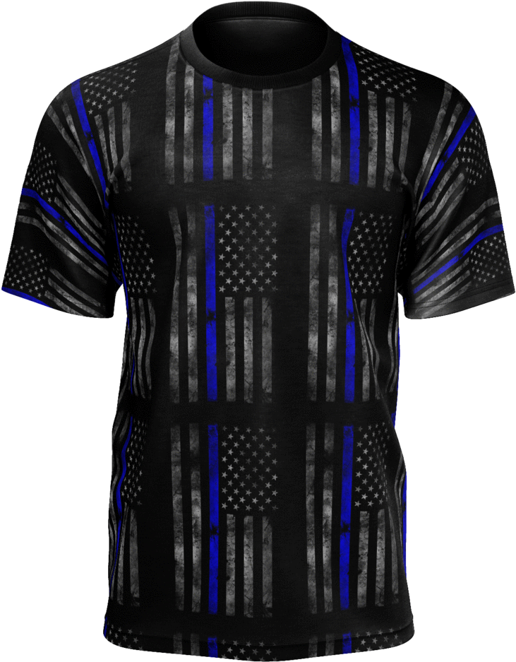 Faded American Flag Shirt With Thin Blue Line - Active Shirt Clipart (731x937), Png Download