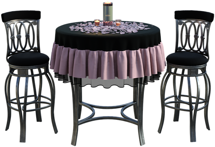 Table Chairs Dinner Valentines Candles Petals - Bar Stool Clipart (720x720), Png Download