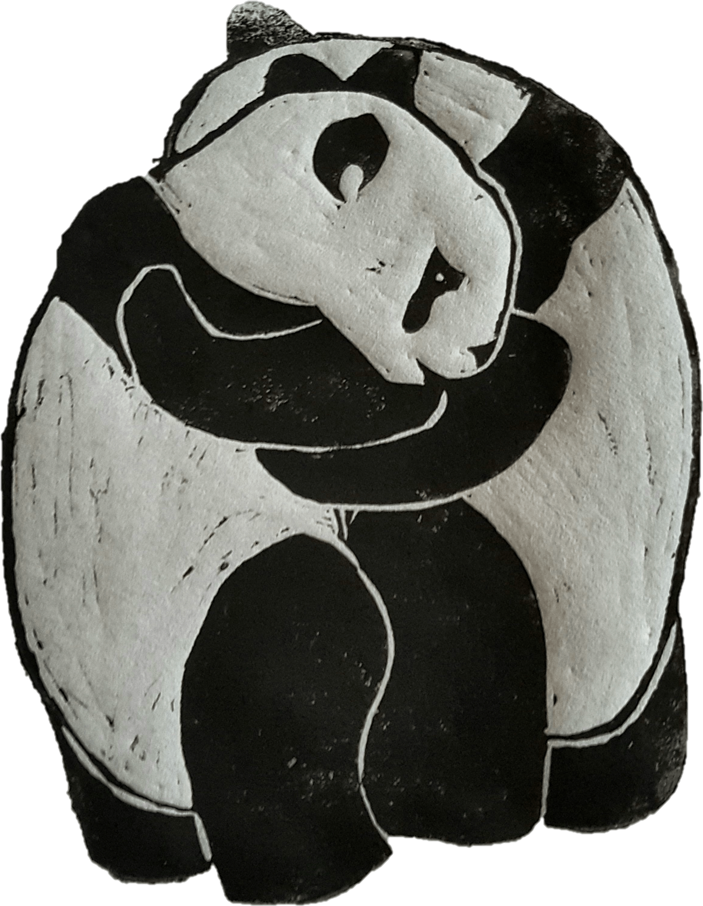 'panda Hugs' Linoprint - T-shirt Clipart (2812x3334), Png Download