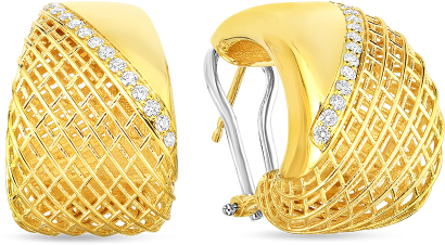 18k Yellow Gold "golden Gate" Earrings With Diamonds - Earrings Clipart (800x800), Png Download