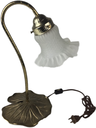 Vintage Frosted Loevsky Gooseneck Lily Pad Brass Base - Figurine Clipart (640x480), Png Download