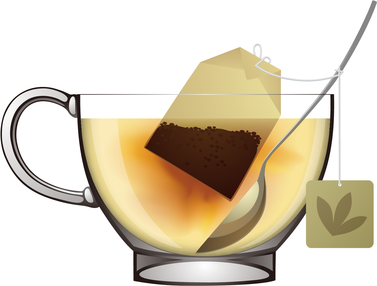 卡通泡茶杯- Hot Water For Tea - Tea Bag Clipart (1318x1000), Png Download