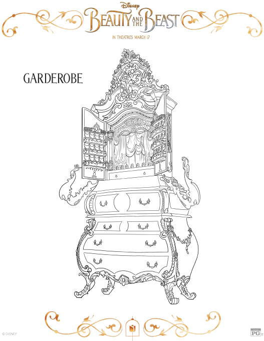 Beauty And The Beast Coloring Page- - Beauty And The Beast 2017 Colouring Pages Clipart (559x724), Png Download