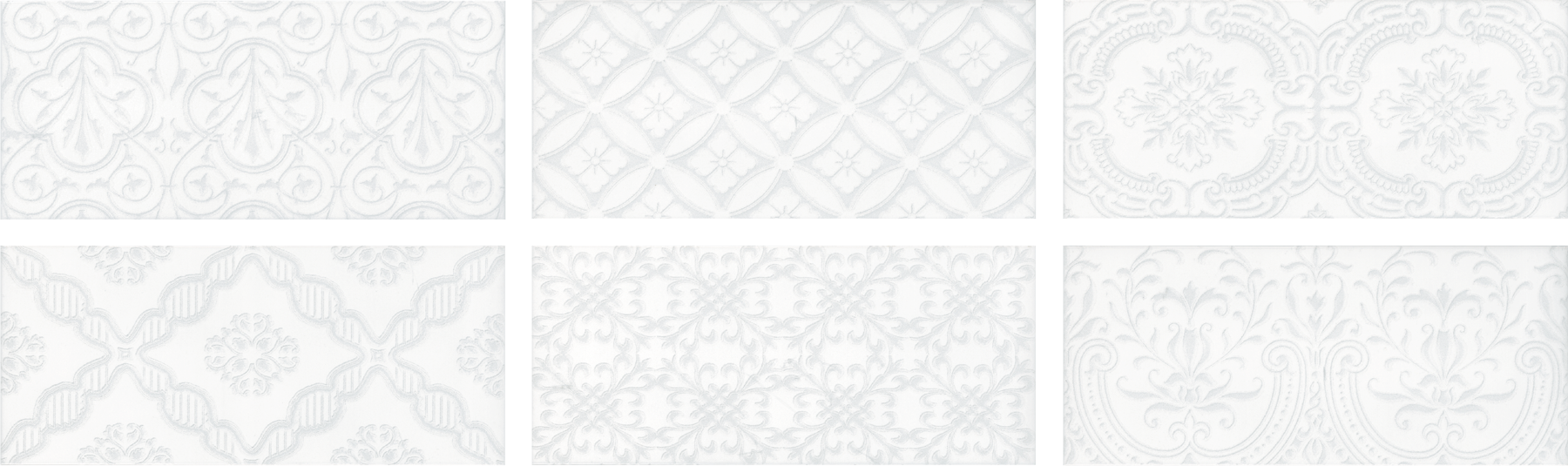 White Déco - Maiolica White Wall Tile Clipart (1800x535), Png Download