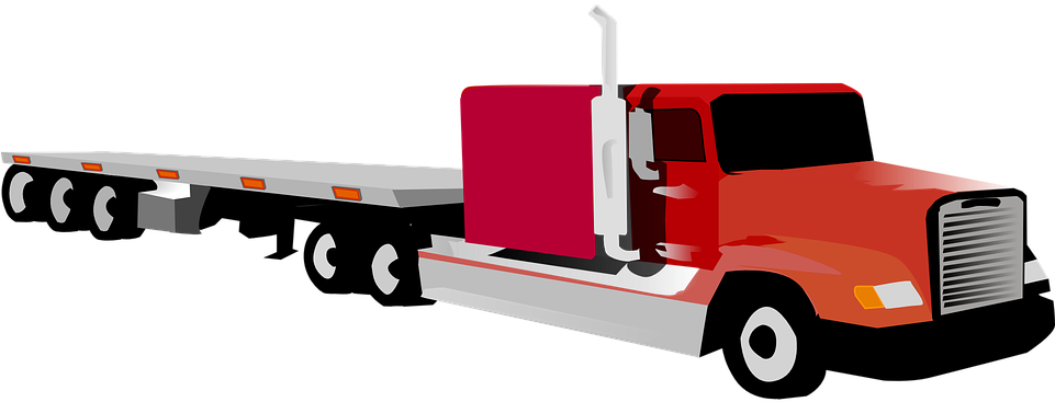 Trailer Clipart Shipping Truck - Flat Bed Truck Clipart - Png Download (960x480), Png Download