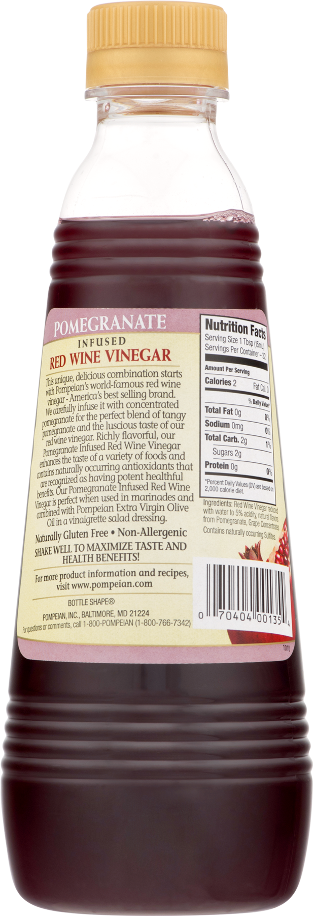 Pompeian Pomegranate Infused Red Wine Vinegar 16 Fl - Plastic Bottle Clipart (1800x1800), Png Download
