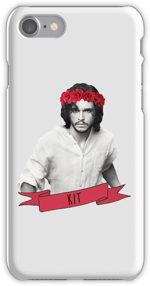Kit Harington Black And White In Red Flower Crown Iphone - Gift Game Of Thrones Clipart (750x1000), Png Download