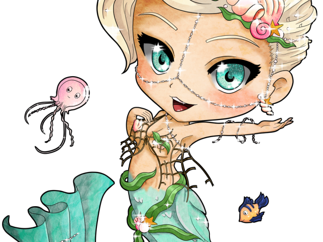 Amulet Clipart Mermaids - Chibi Cute Mermaid Png Transparent Png (640x480), Png Download