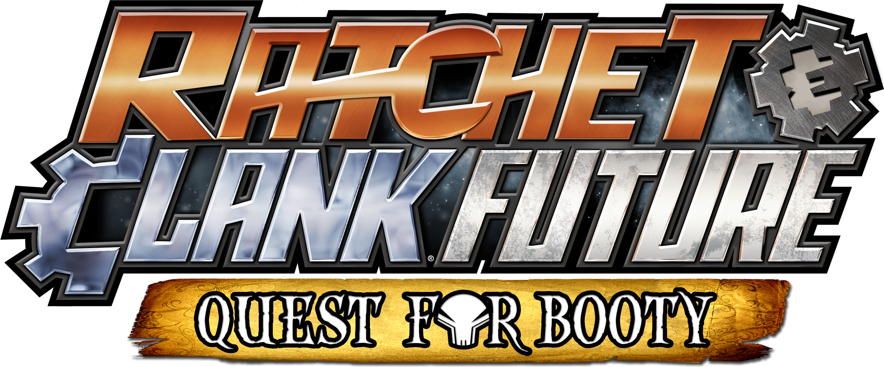 Ratchet & Clank Future - Ratchet And Clank Quest For Booty Logo Clipart (2955x1228), Png Download