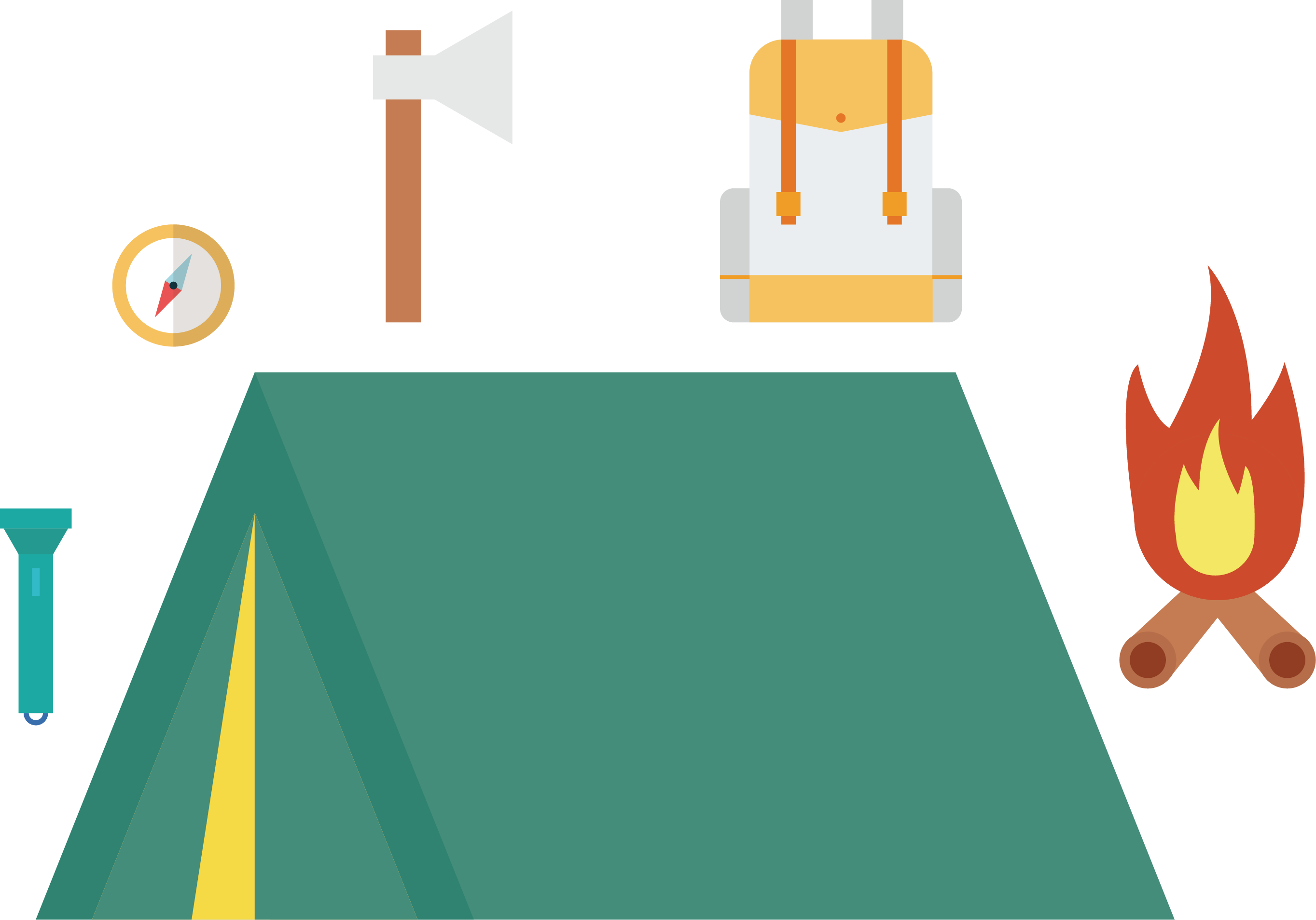 Camping Tools Transprent Png - Illustration Clipart (2727x1907), Png Download