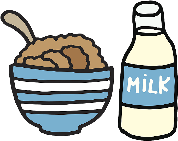 Breakfast Milk Clip Art Yogurt Vector Download - Cereal And Milk Clip Art - Png Download (780x608), Png Download