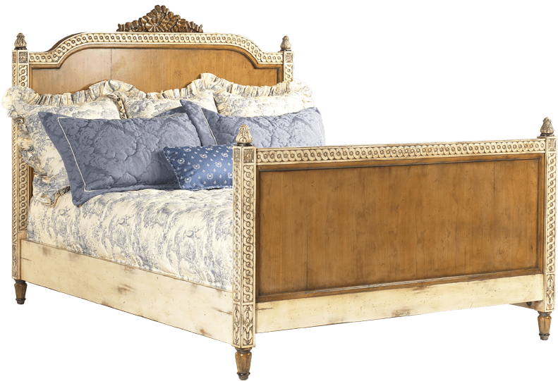 French Heritage Lilles Wood Panel Queen Bed Vouray - Bed Frame Clipart (791x541), Png Download