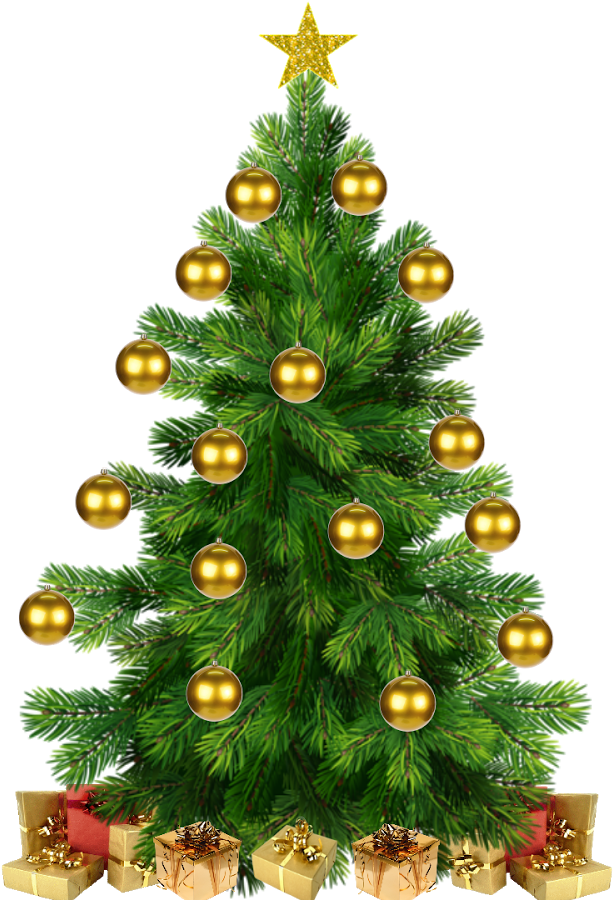 Download Arvore De Natal Com Estrela E Prendas E Bolinhas Png - Елка