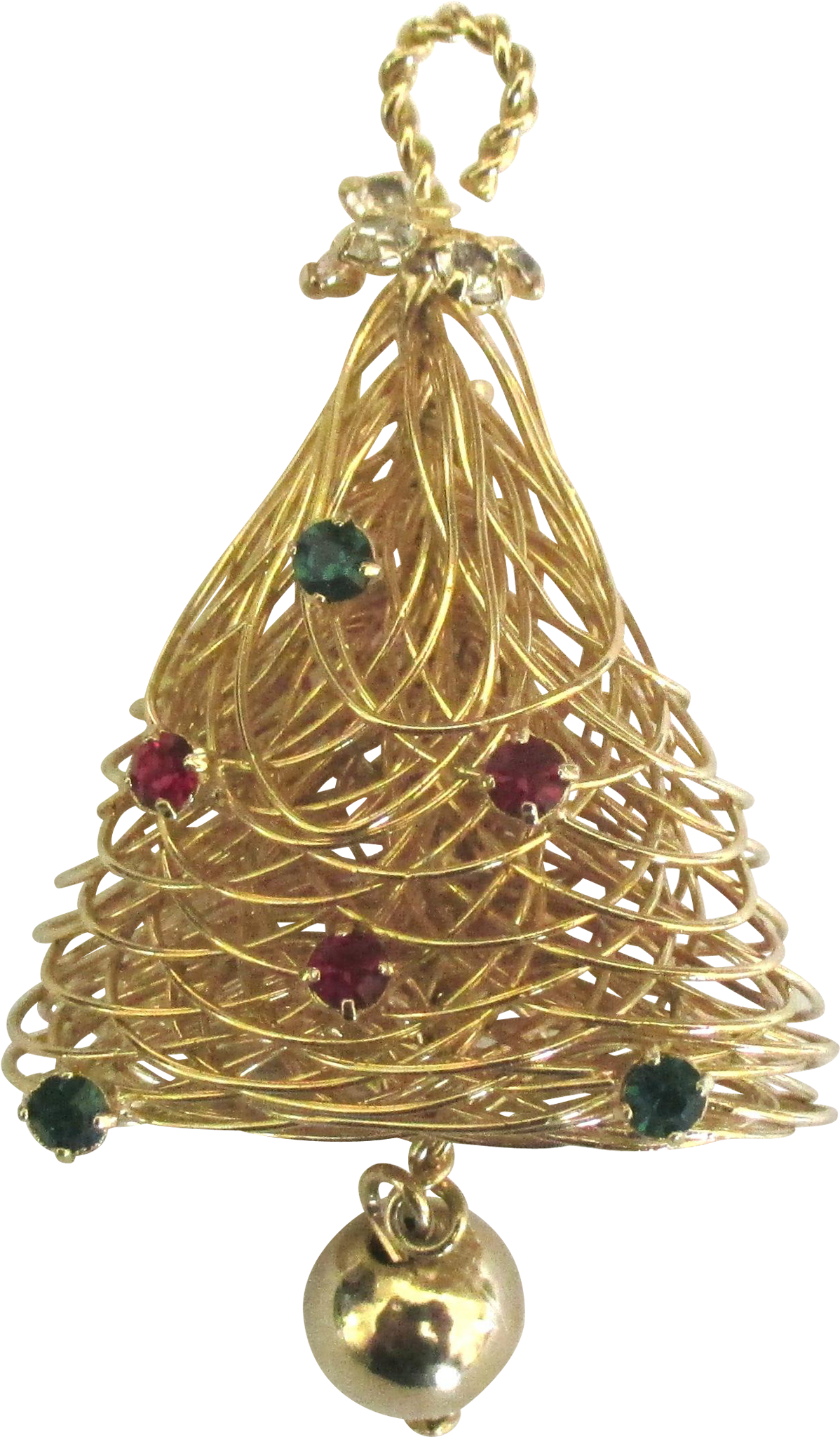 1970's Gold Tone Wire Rhinestone Christmas Tree Pin - Christmas Tree Clipart (1198x2049), Png Download