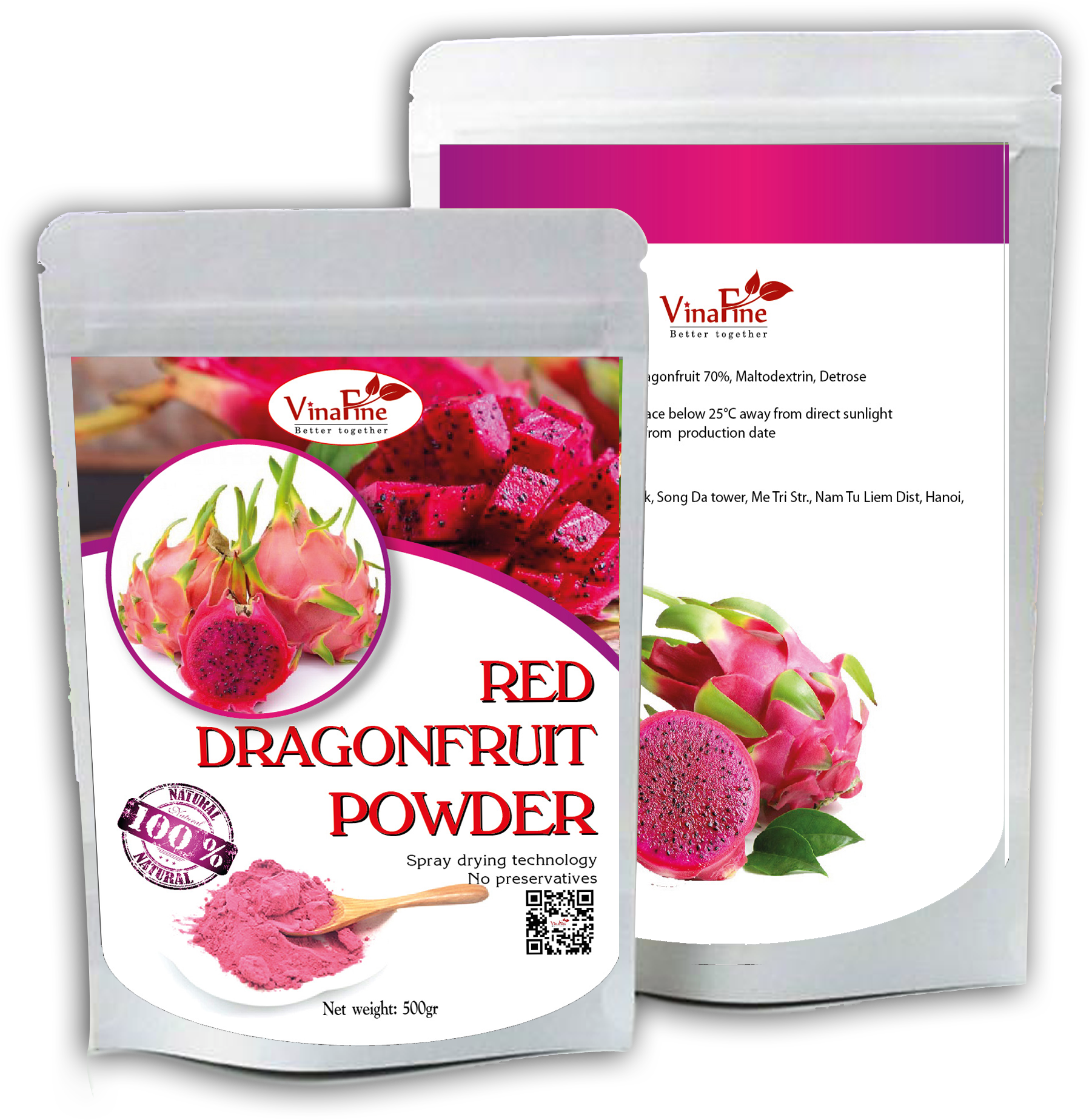 Red Flesh Dragon Fruit Powder Clipart (2362x2267), Png Download