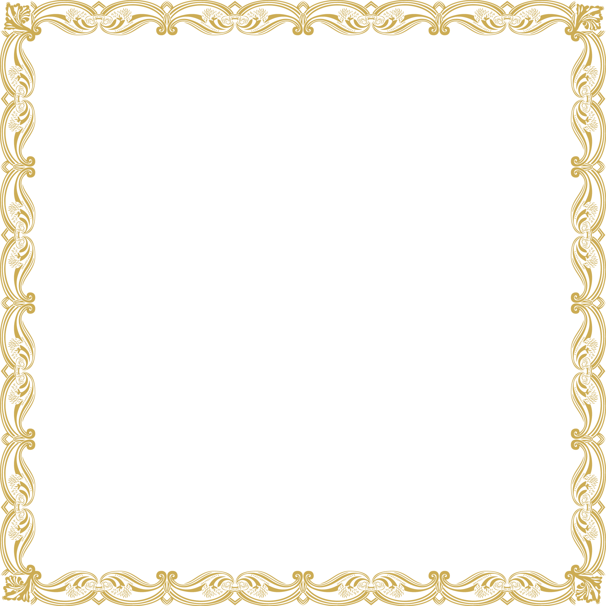 Gold Ornamental Square Frame - اطار مزخرف ذهبي Clipart (2000x2000), Png Download