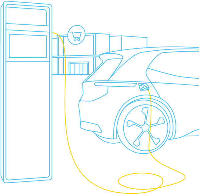 Vehicle Is Charged In The Car Park Of A Supermarket - Car Clipart (698x726), Png Download