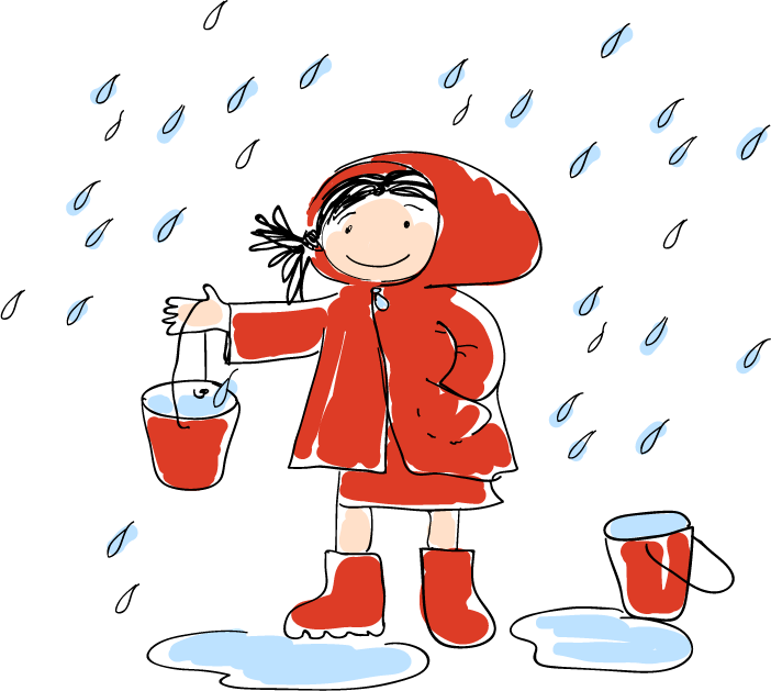 Rain Clipart Bucket - Buckets Collecting Rain - Png Download (702x629), Png Download