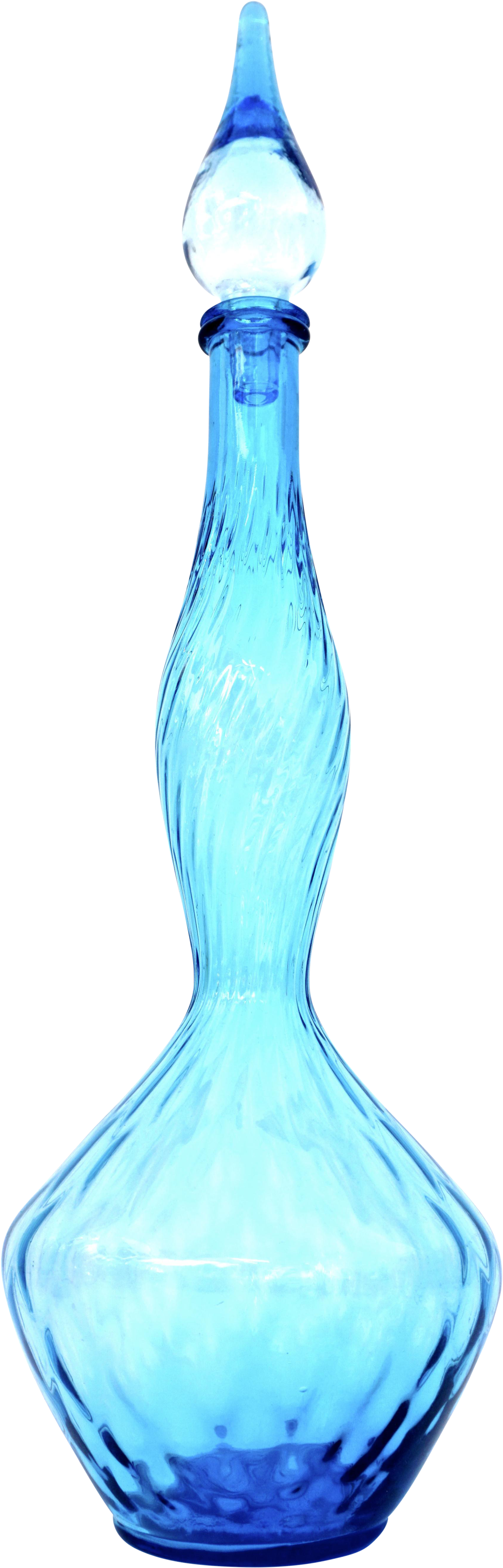 M#century Modern Italian Blue Glass Genie Bottle Decanter Clipart (1888x5888), Png Download