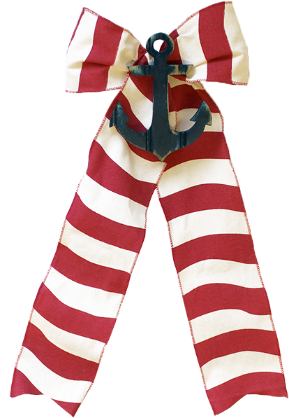 Red Cabana Stripe With Navy Anchor - Tie Clipart (600x600), Png Download
