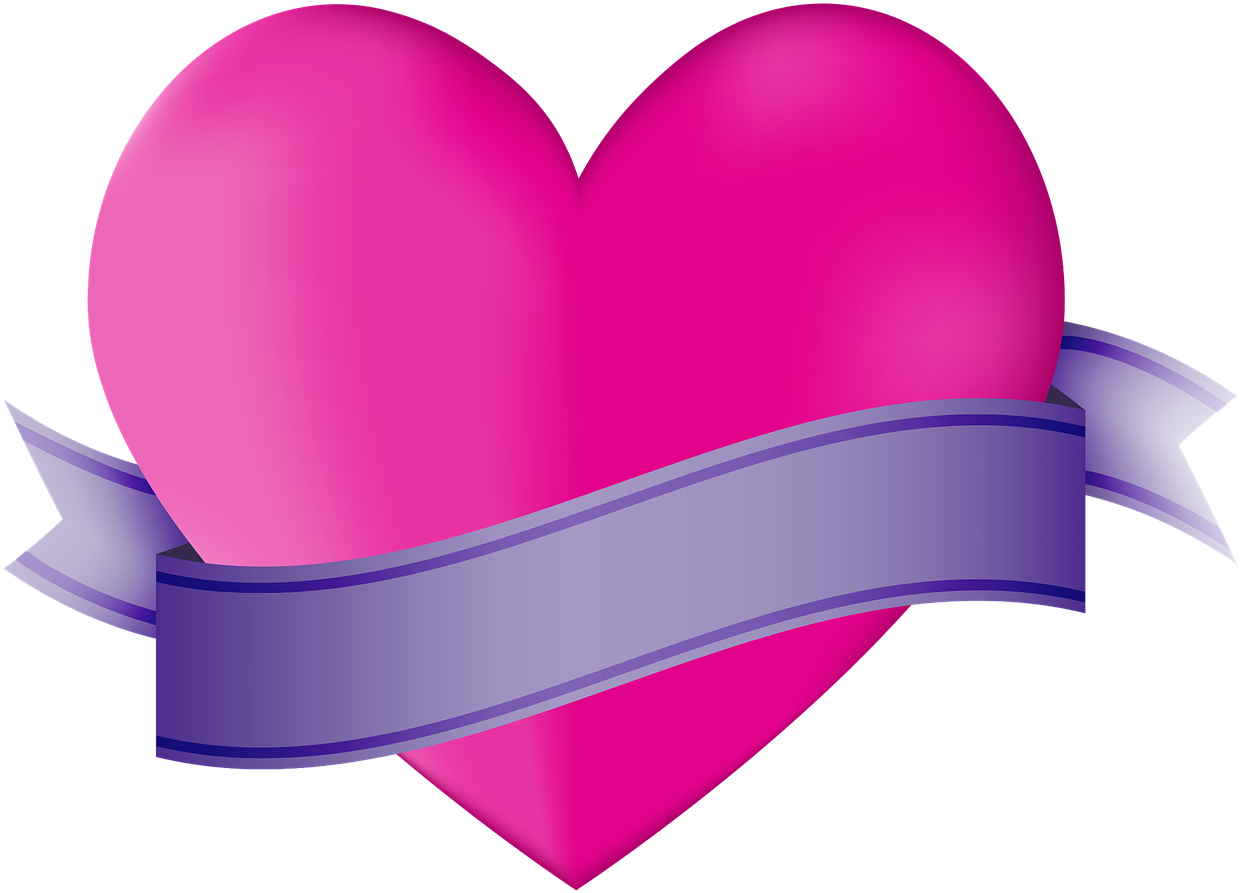 Purple Ribbon Banner Png - Transparent Valentine Banner Png Clipart (1240x893), Png Download