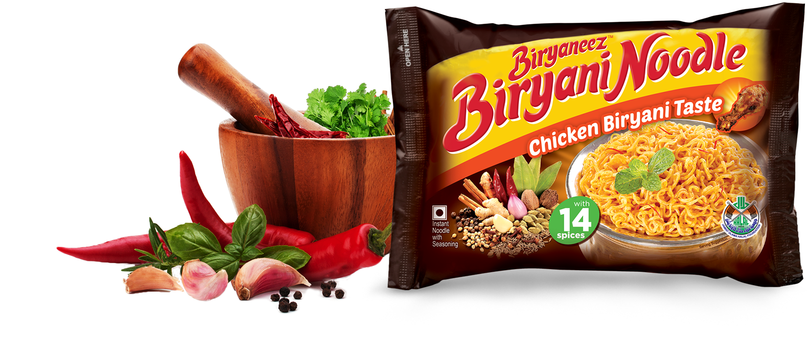 Productpack - Biryaneez Biryani Noodles 264g Clipart (1582x794), Png Download