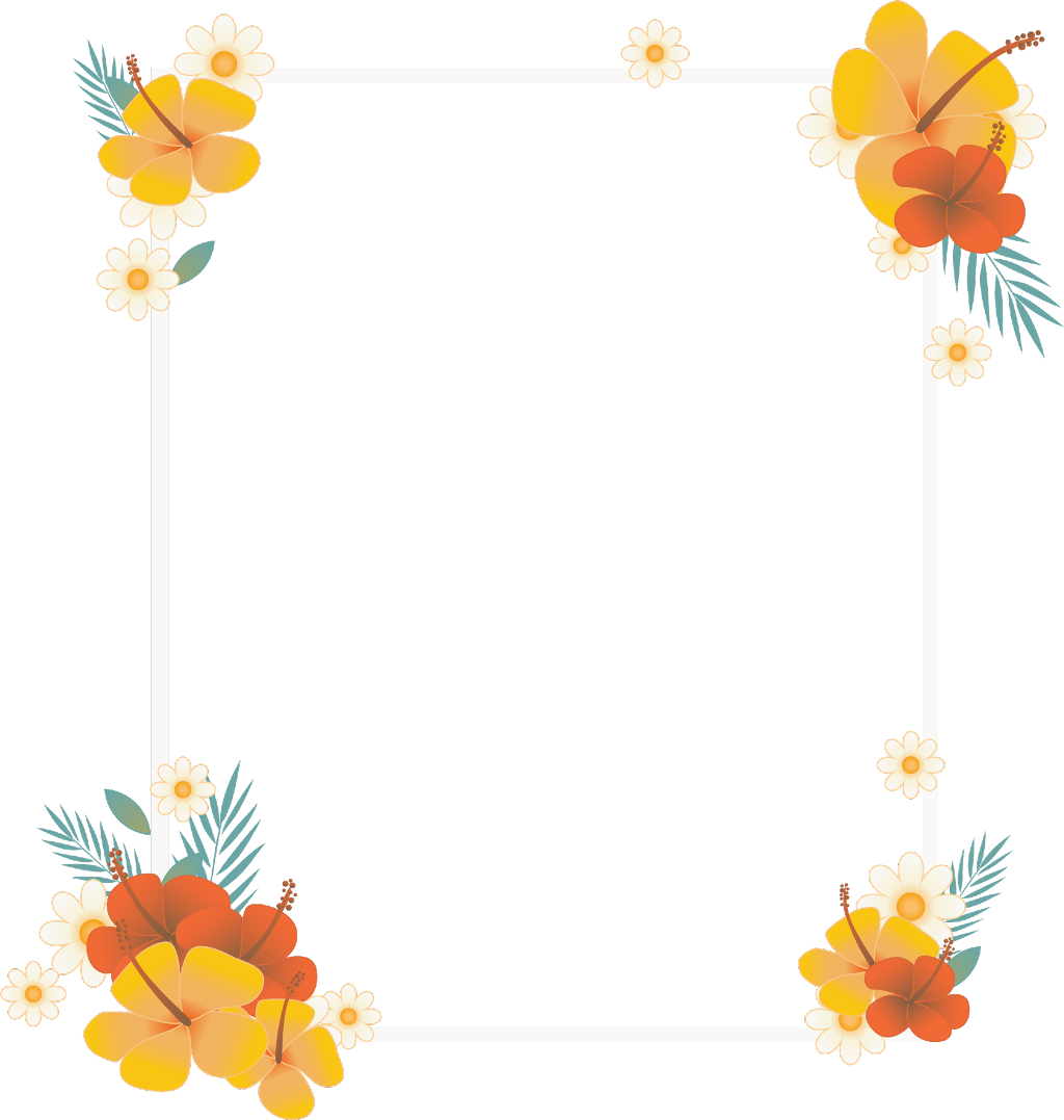 #frame #border #flowers #tropical #ftestickers - Clip Art - Png Download (1024x1077), Png Download