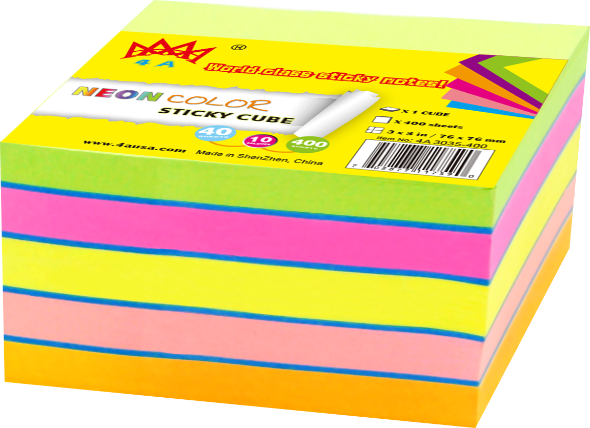 4a Sticky Note Cube In Ultra Colors Neon Assorted Total - Box Clipart (1151x835), Png Download