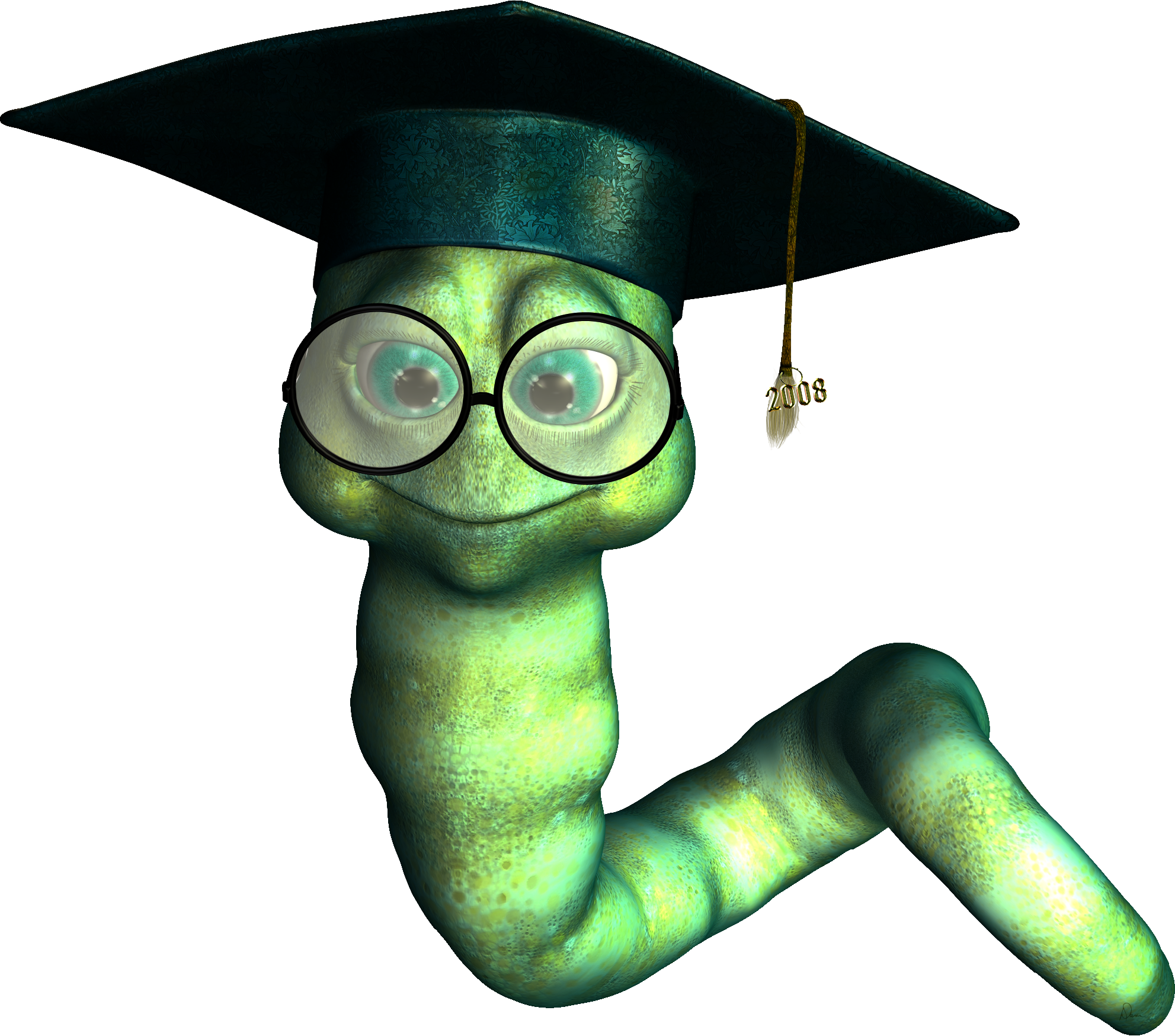 A Little Graduate Bookworm In Png Format On Transparent - Bookworm Clipart Transparent Background (1983x1749), Png Download