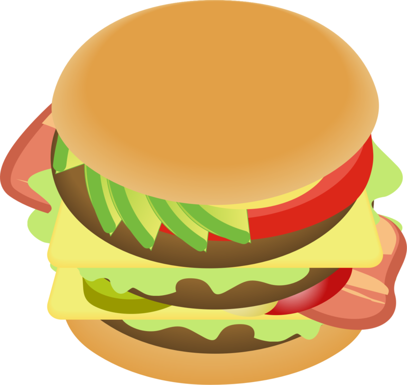 Cheeseburger Hamburger Veggie Burger Bacon Fast Food - Hamburger Clipart (792x750), Png Download