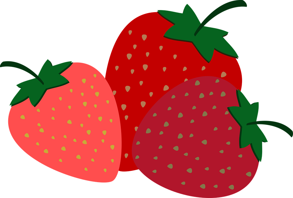 Strawberries Fruit Sweet Strawberry Red Fruit - Dâu Tây Vector Clipart (960x648), Png Download