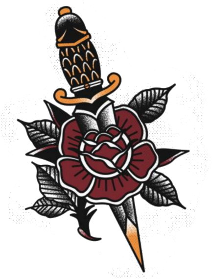 #tattoo #traditional #rose #knife #freetoedit - Traditional Rose And Dagger Tattoo Clipart (800x600), Png Download